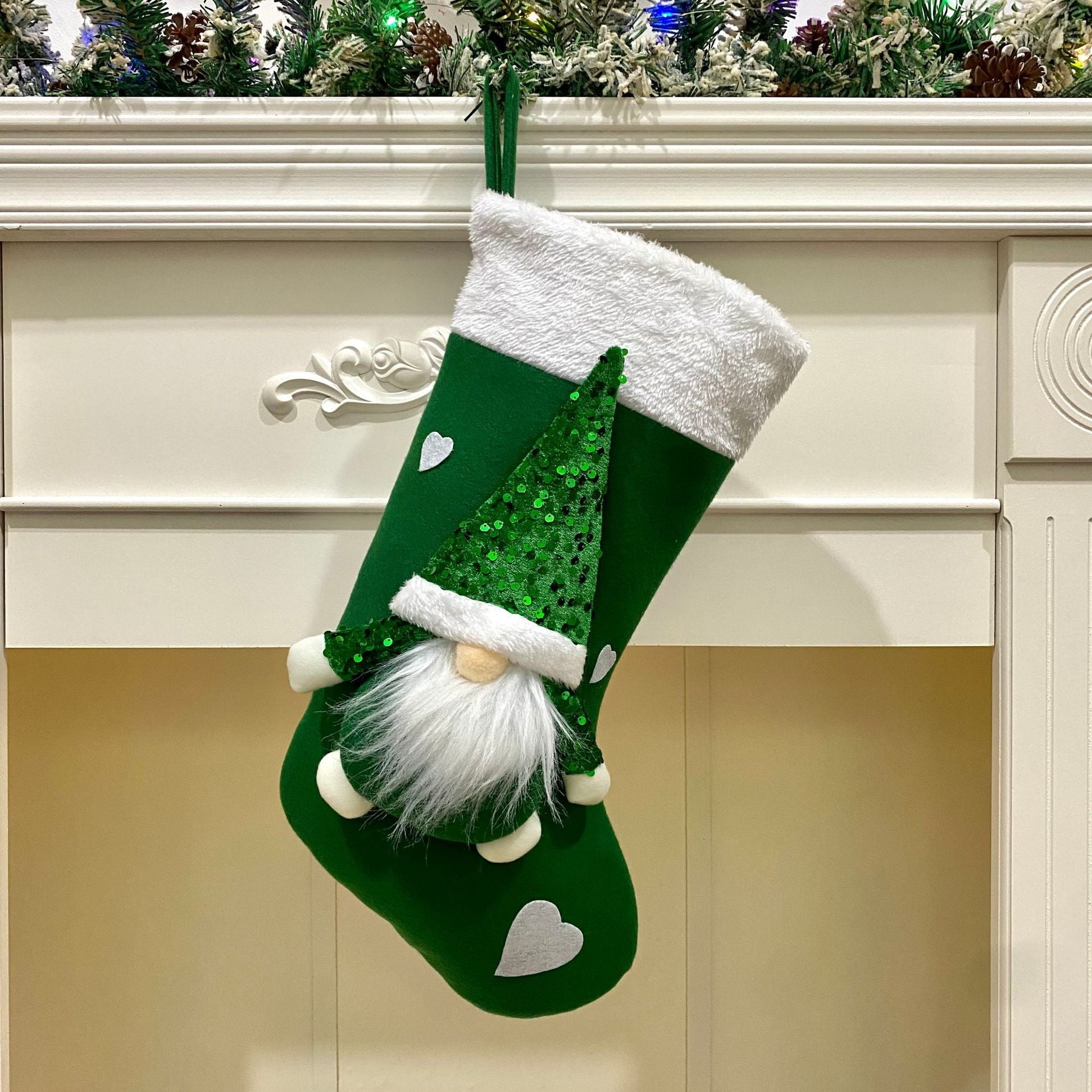 Festive Christmas Stocking Decoration – 47cm Cloth Ornament
