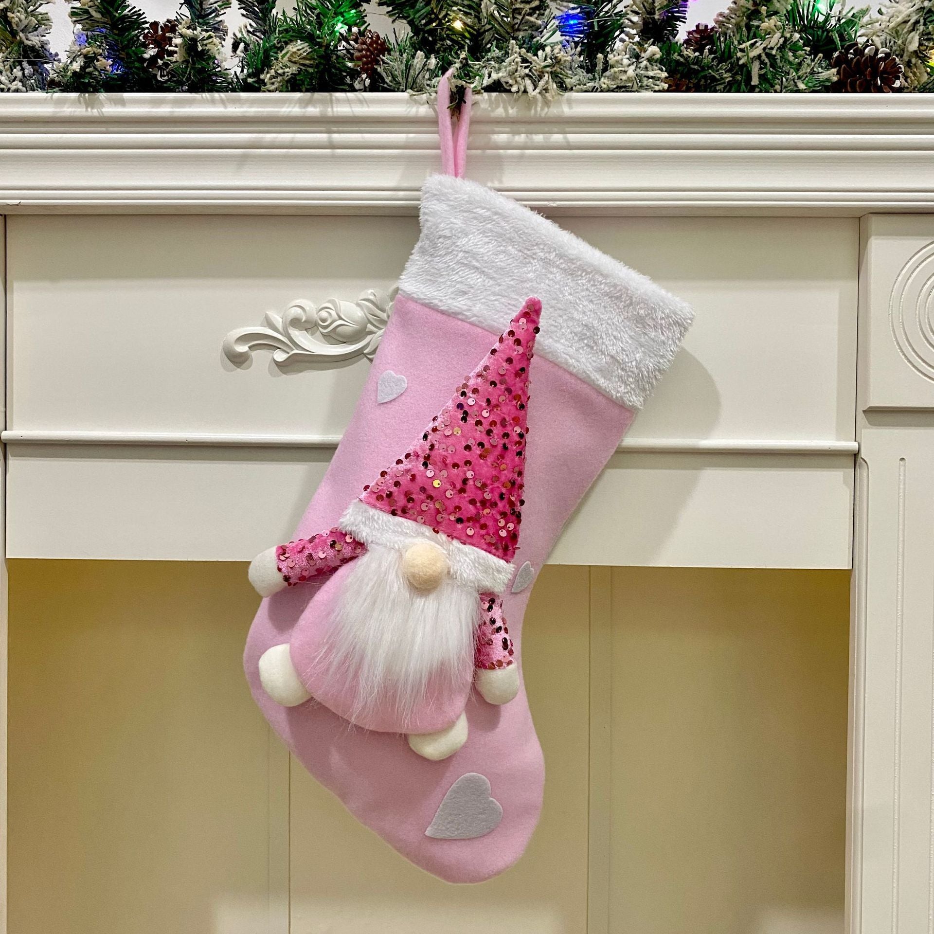 Festive Christmas Stocking Decoration – 47cm Cloth Ornament