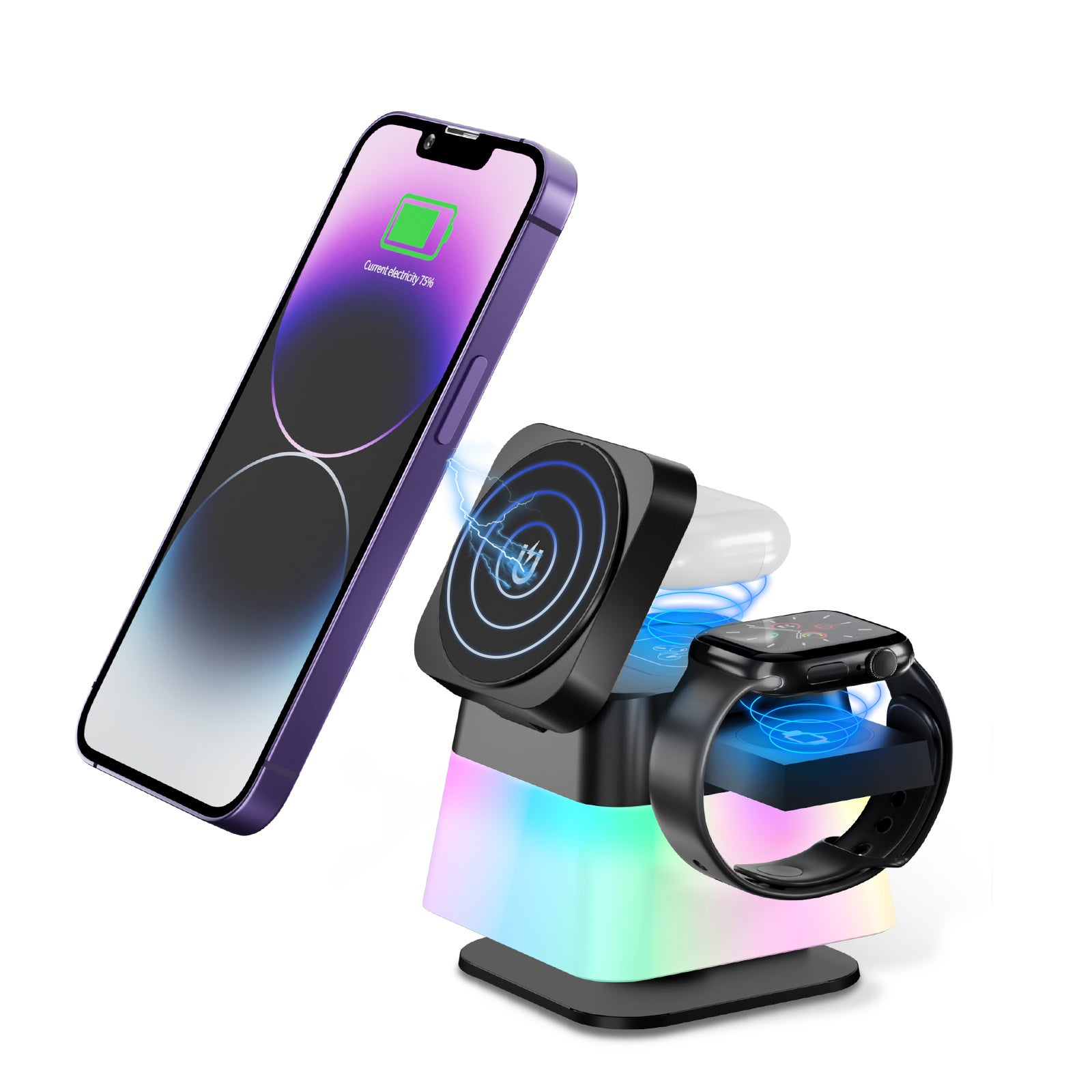 Wireless Charging Stand with Colorful Lighting