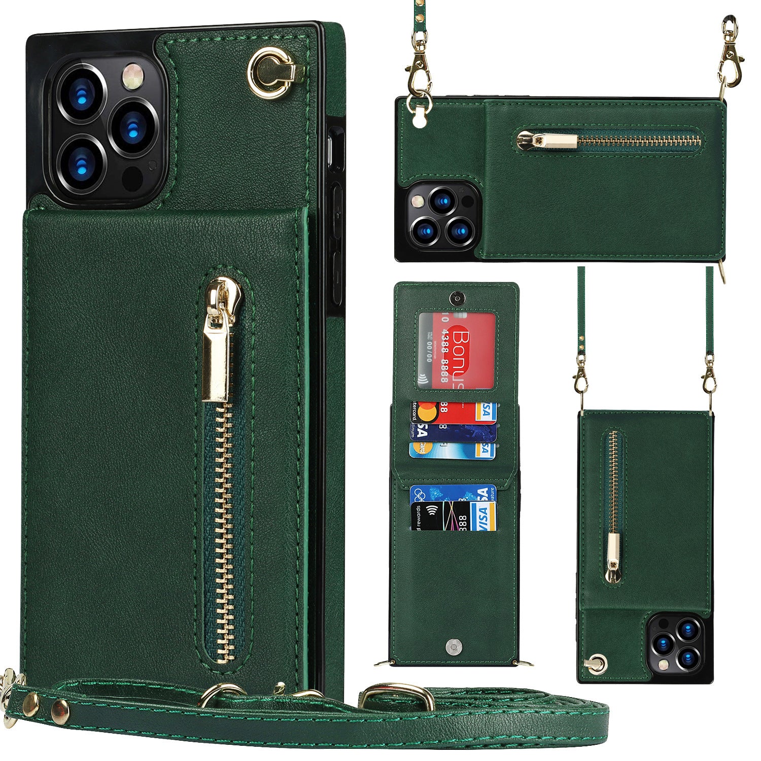 Zippered Phone Case with Crossbody Strap