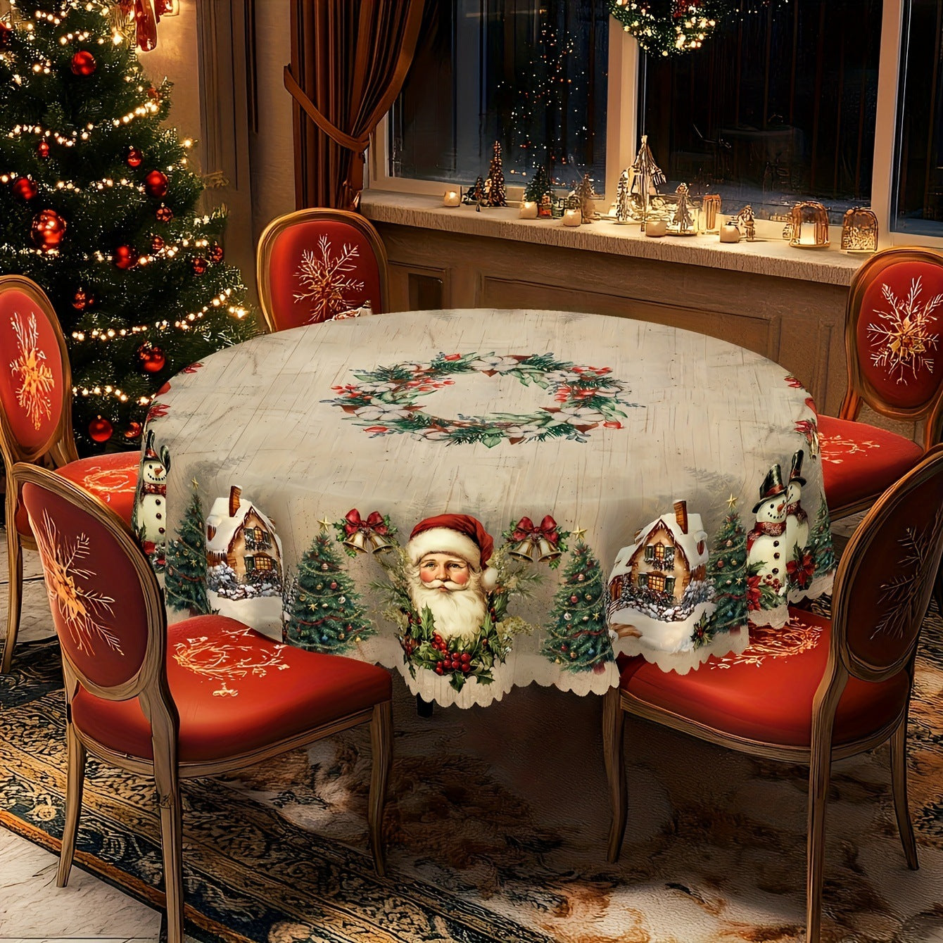 Christmas Tablecloth – Non-Slip, Heat-Resistant Holiday Dining Cover
