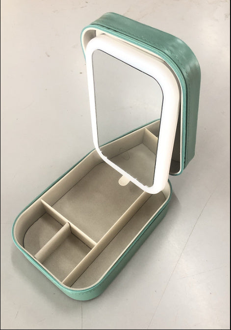 LED Lighted Mirrored Makeup Storage Box