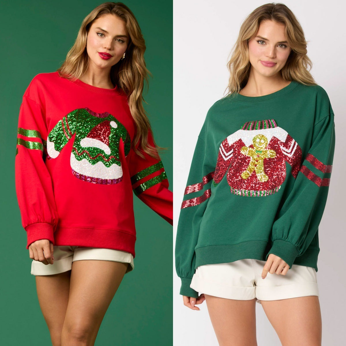 Women's Christmas Pullover Sweatshirt – Embroidered Holiday Top