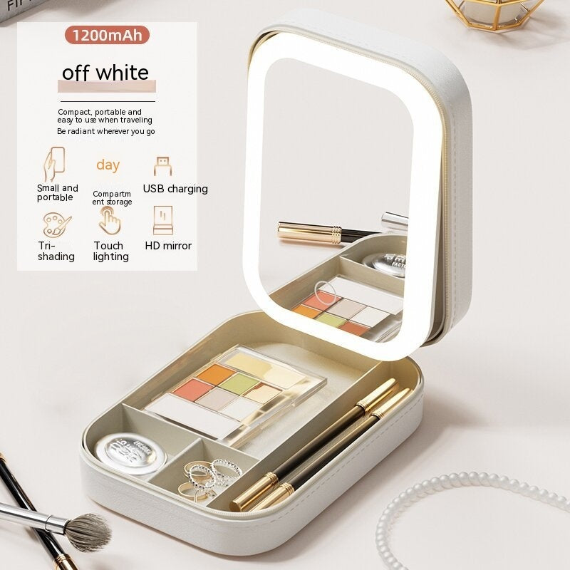 LED Lighted Mirrored Makeup Storage Box