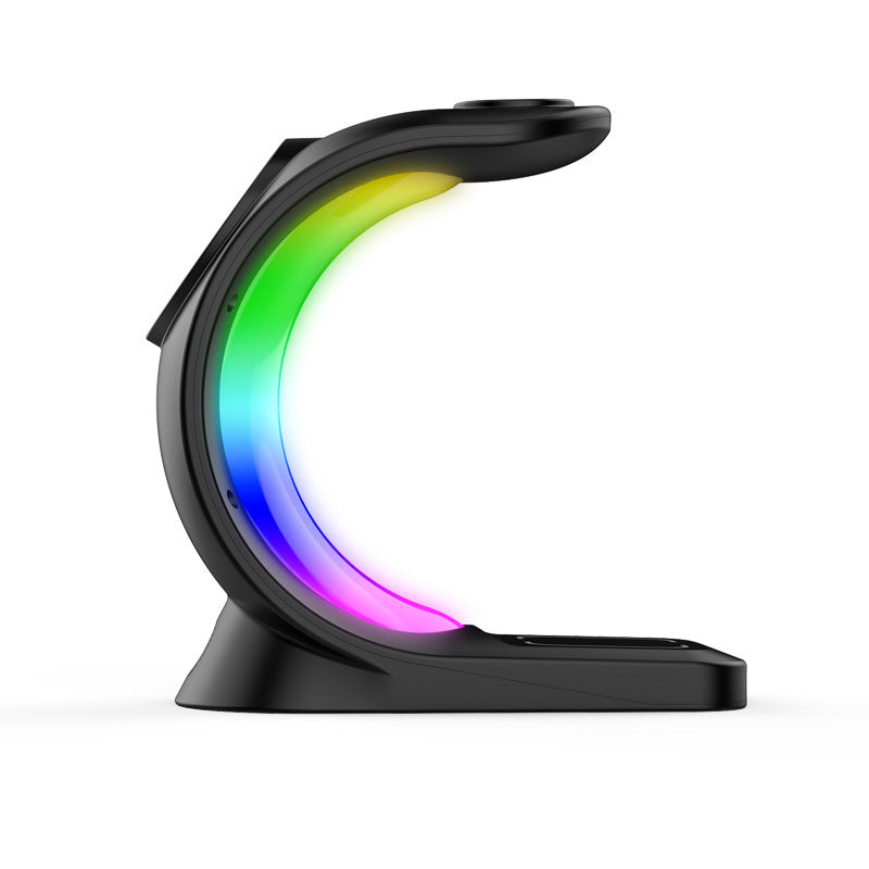 Magnetic Wireless Charging Station with Atmosphere Light | 15W Fast Charging Station for iPhone and AirPods