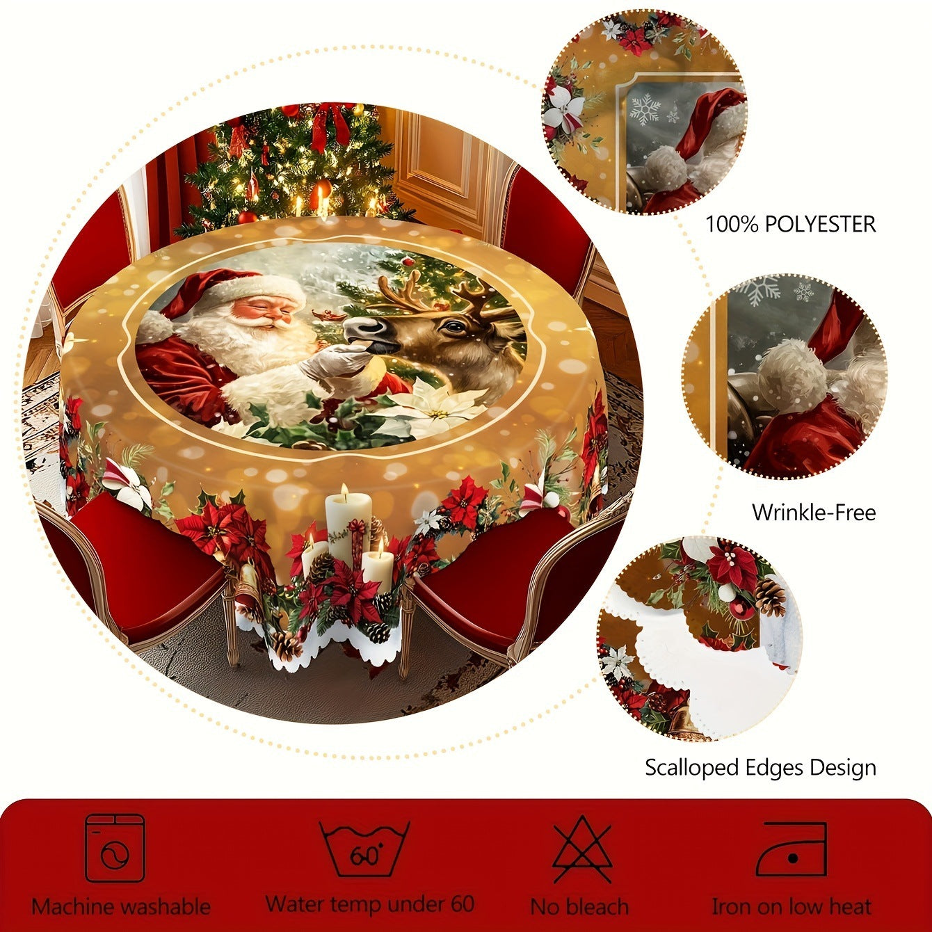 Christmas Tablecloth – Non-Slip, Heat-Resistant Holiday Dining Cover