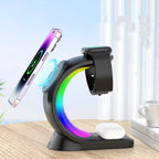 Magnetic Wireless Charging Station with Atmosphere Light | 15W Fast Charging Station for iPhone and AirPods
