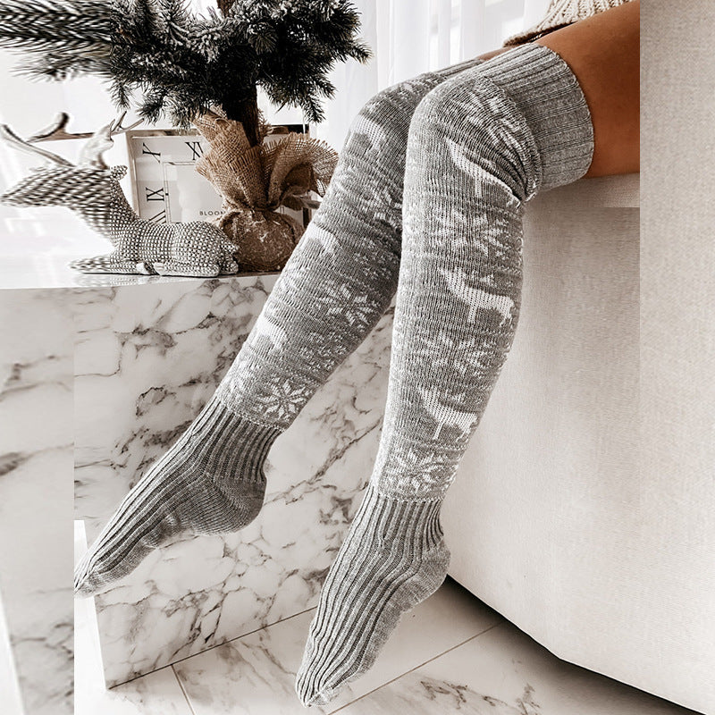 Christmas Thigh-High Socks – Warm Knit Stockings for Women