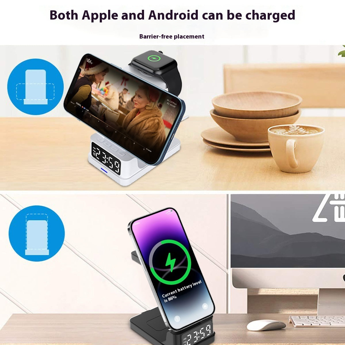 Magnetic Wireless Charger with Clock