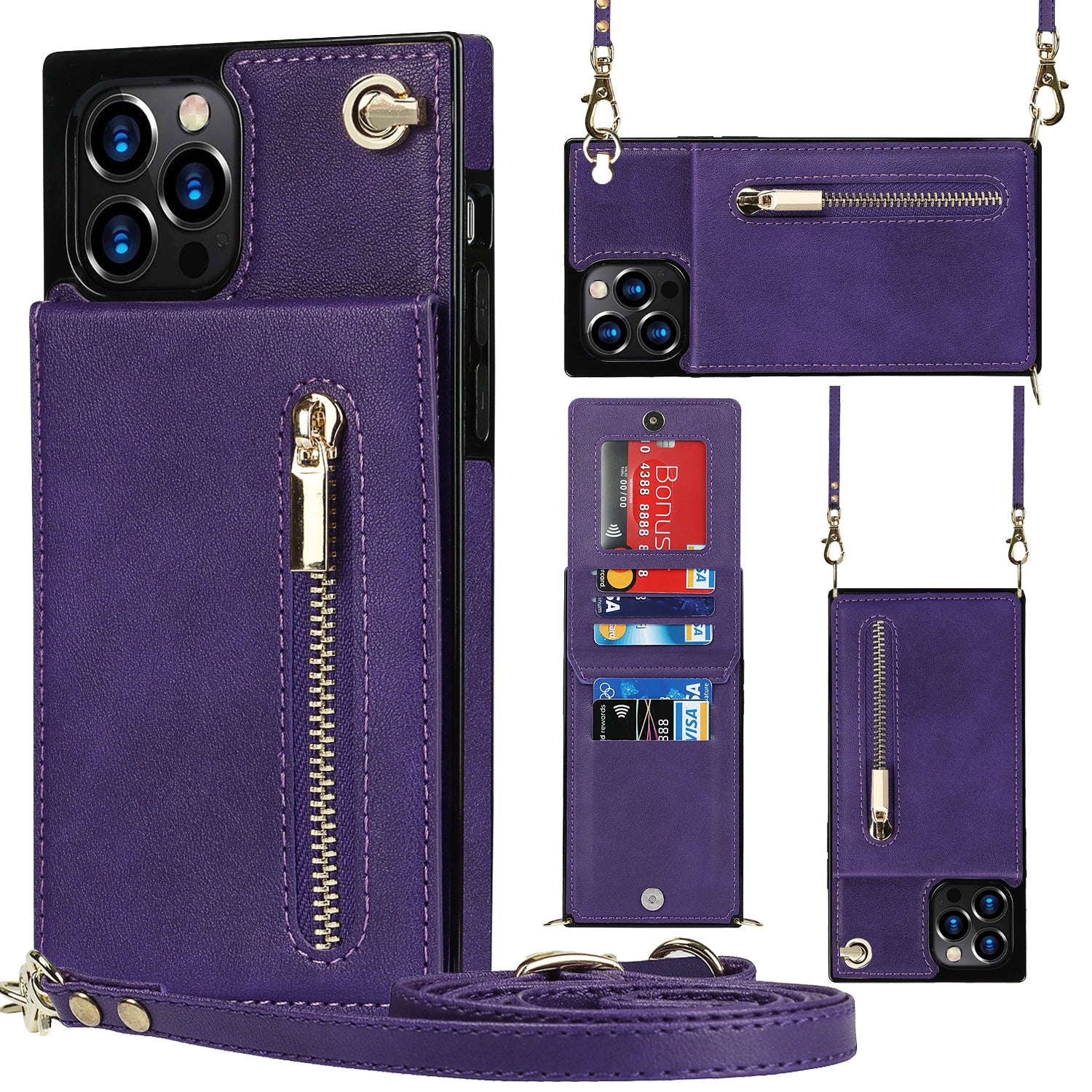 Zippered Phone Case with Crossbody Strap