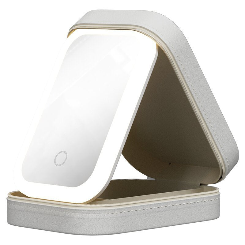 LED Lighted Mirrored Makeup Storage Box