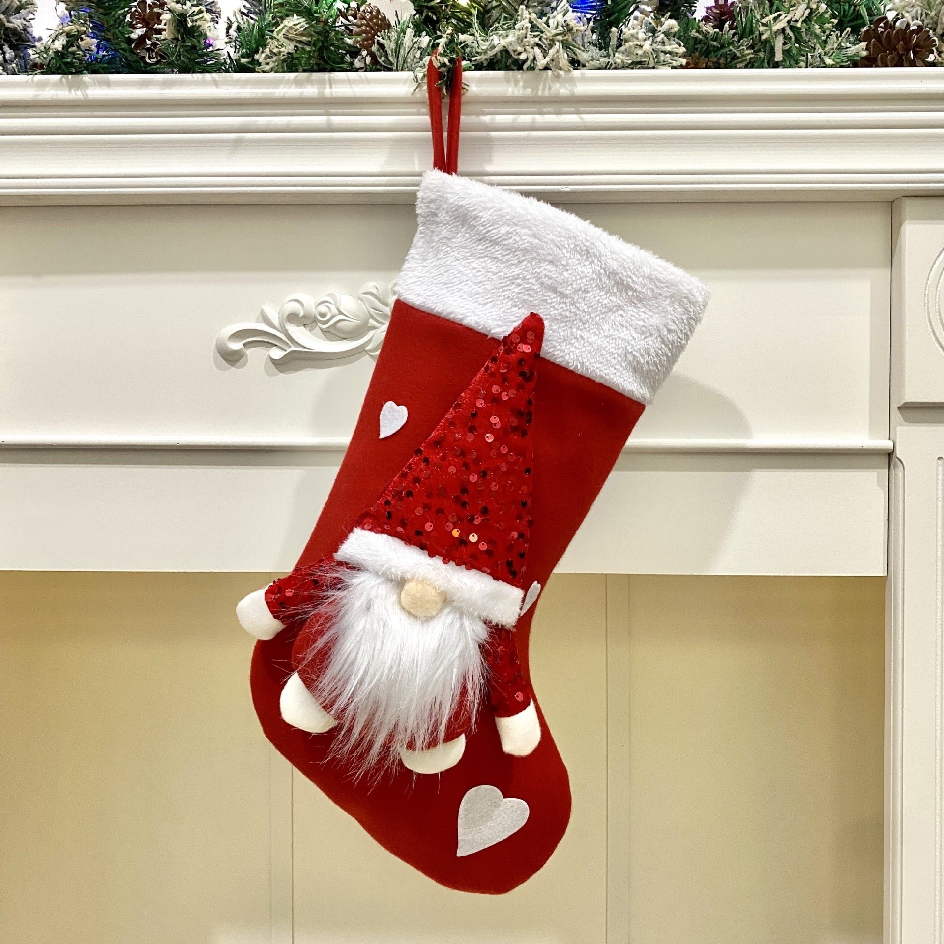 Festive Christmas Stocking Decoration – 47cm Cloth Ornament