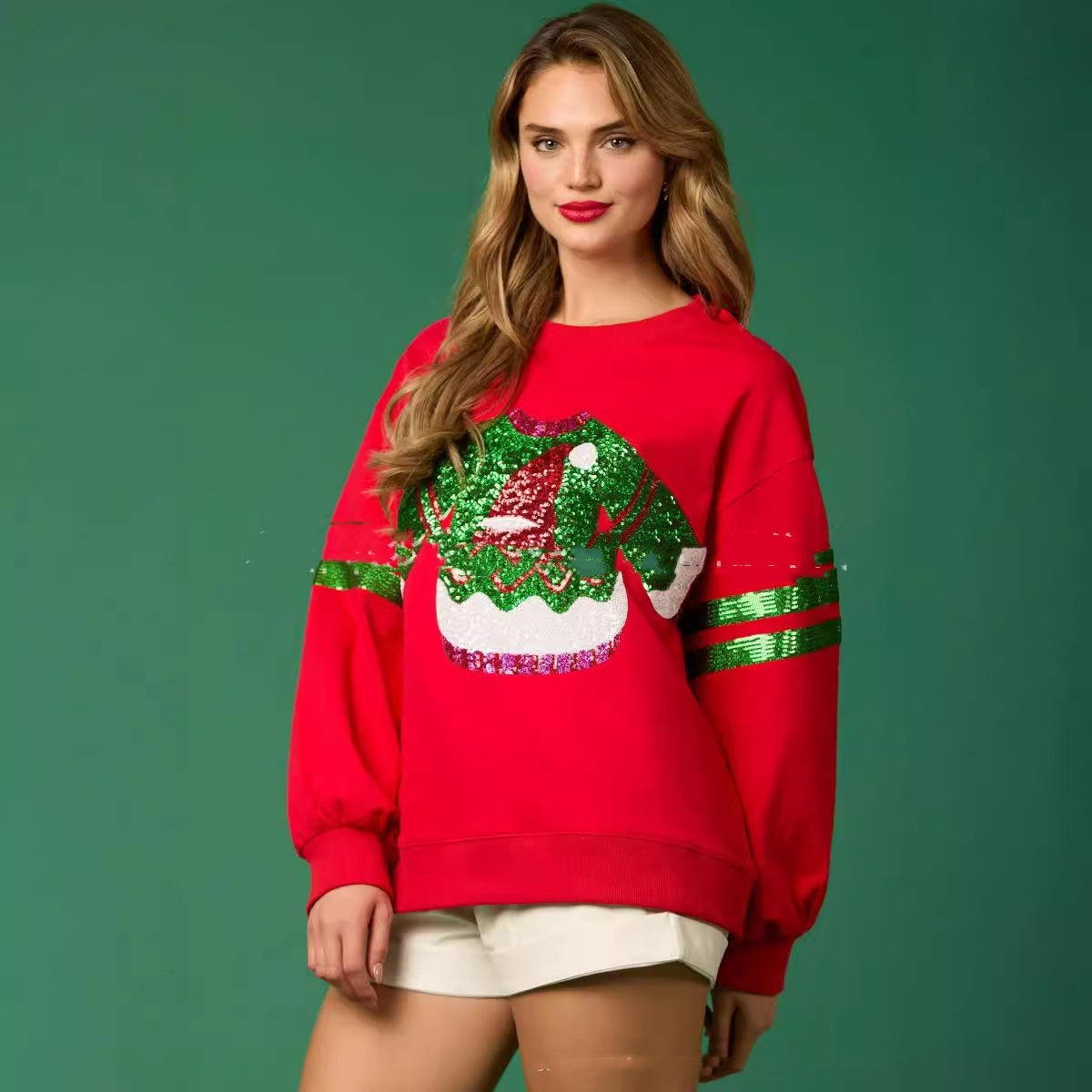 Women's Christmas Pullover Sweatshirt – Embroidered Holiday Top