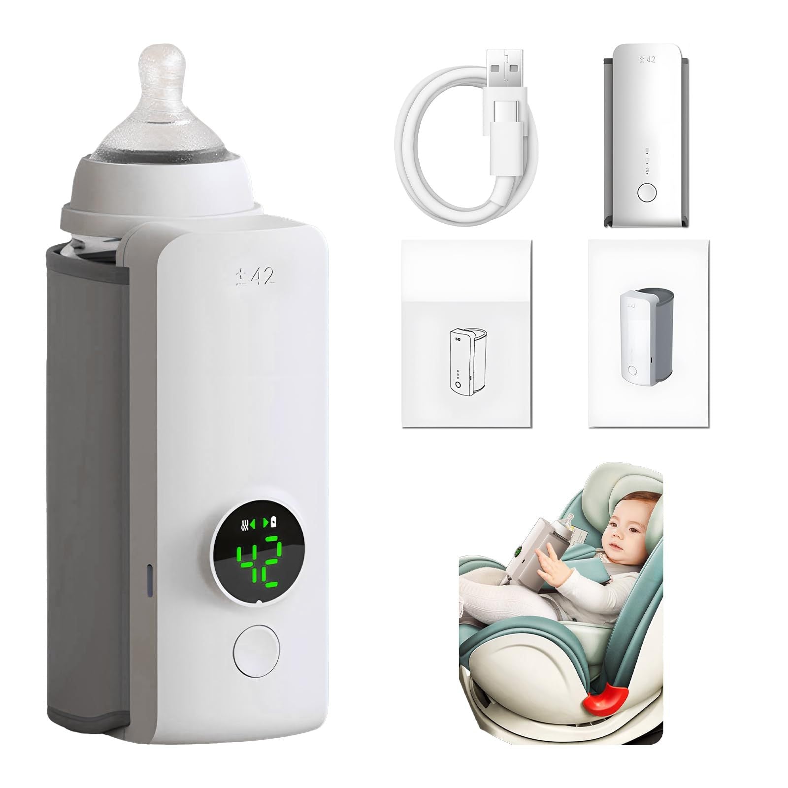 Portable Baby Bottle Warmer – USB Rechargeable Milk Heating Bag with Constant Temperature