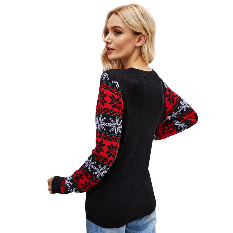 Women's Round Neck Acrylic Sweater – Long Sleeve Winter Pullover