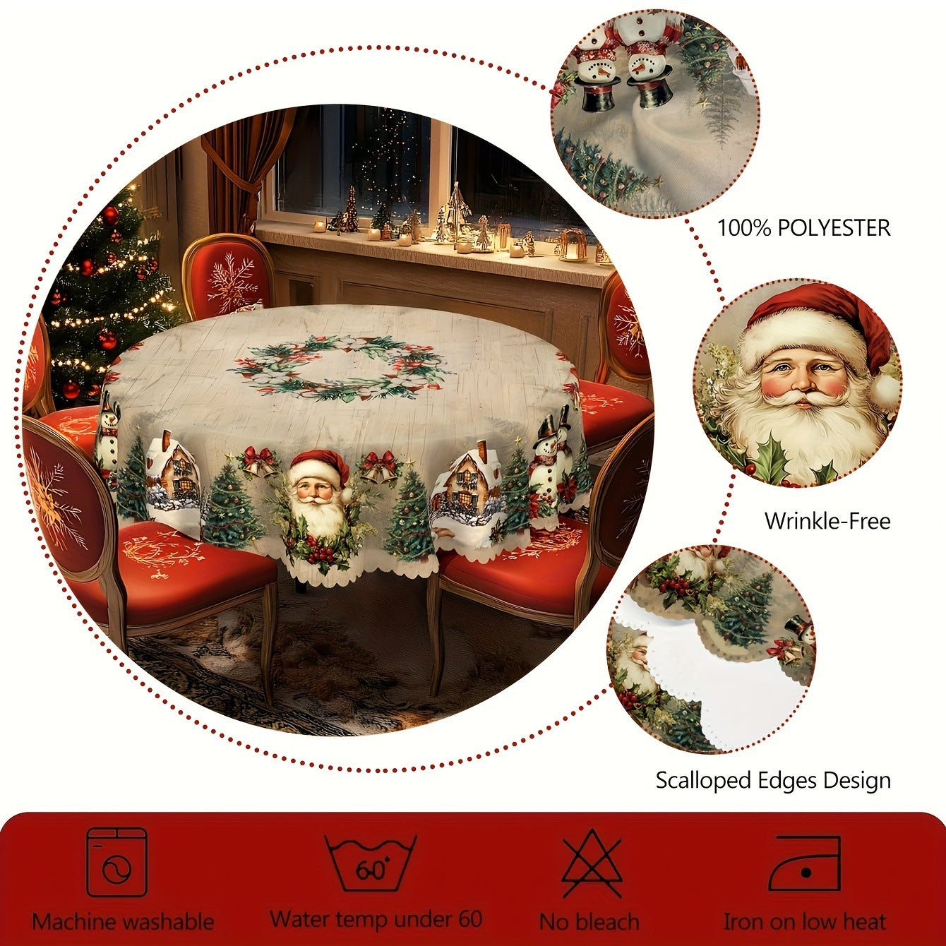 Christmas Tablecloth – Non-Slip, Heat-Resistant Holiday Dining Cover