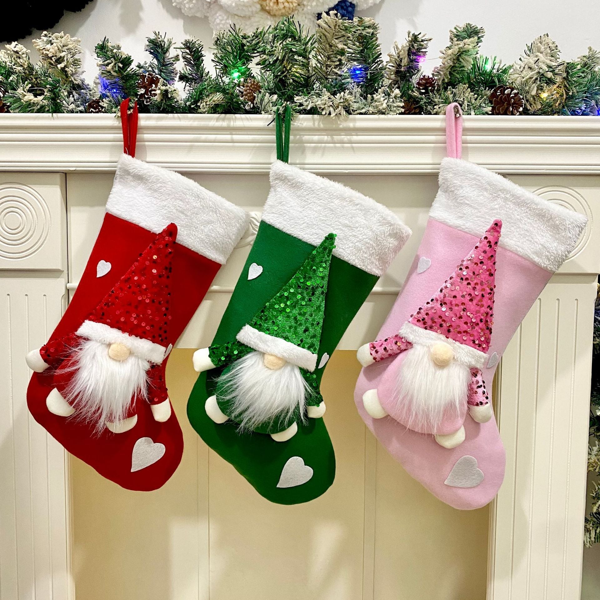 Festive Christmas Stocking Decoration – 47cm Cloth Ornament
