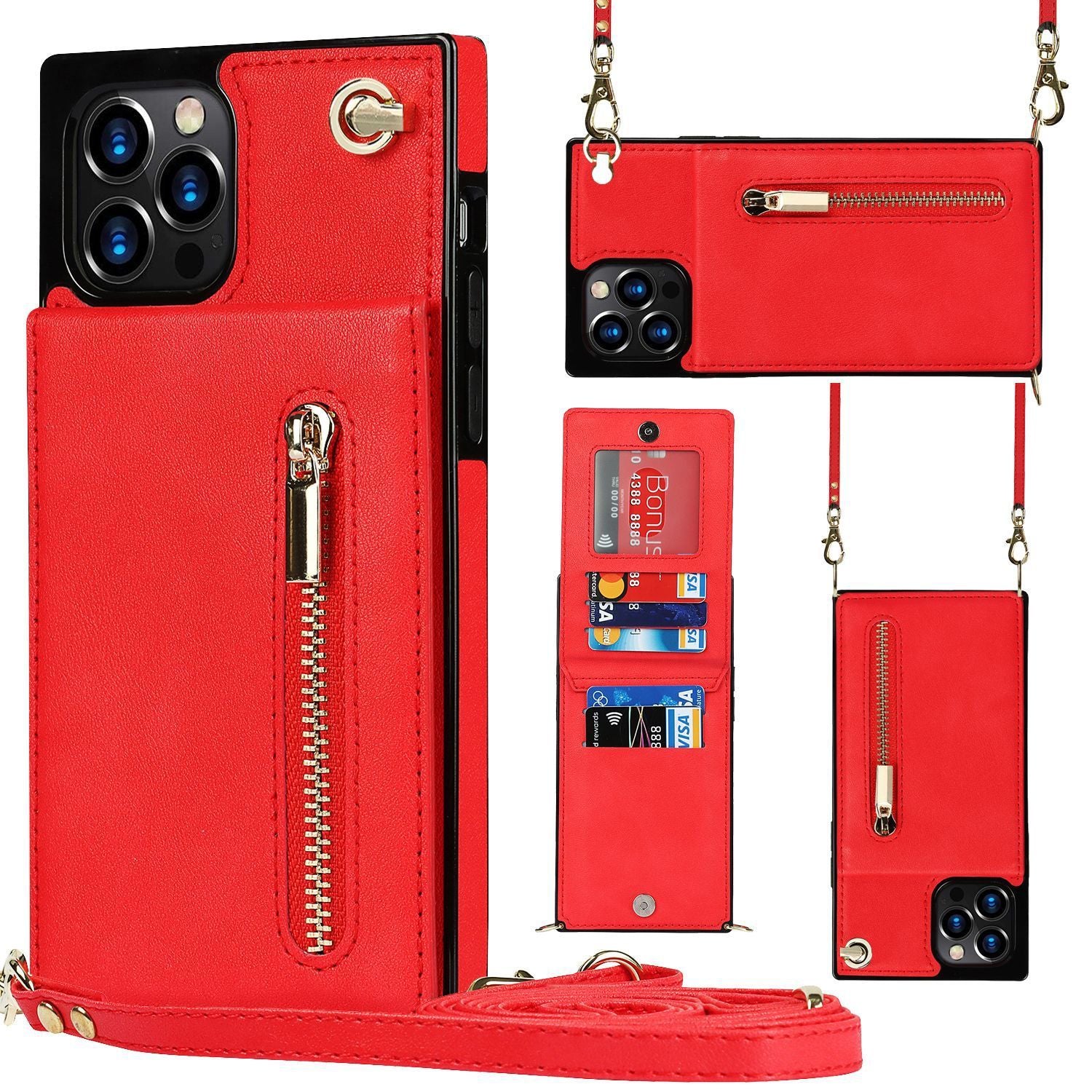 Zippered Phone Case with Crossbody Strap