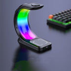 Magnetic Wireless Charging Station with Atmosphere Light | 15W Fast Charging Station for iPhone and AirPods
