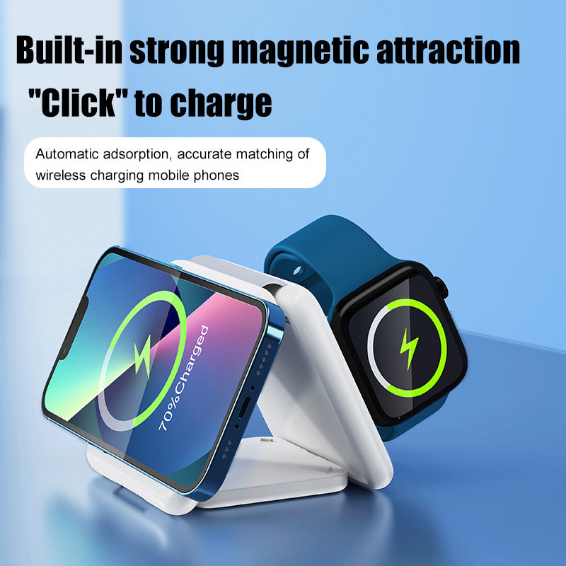 3-in-1 Magnetic Wireless Charging Station – Foldable Charger for iPhone, Apple Watch & AirPods