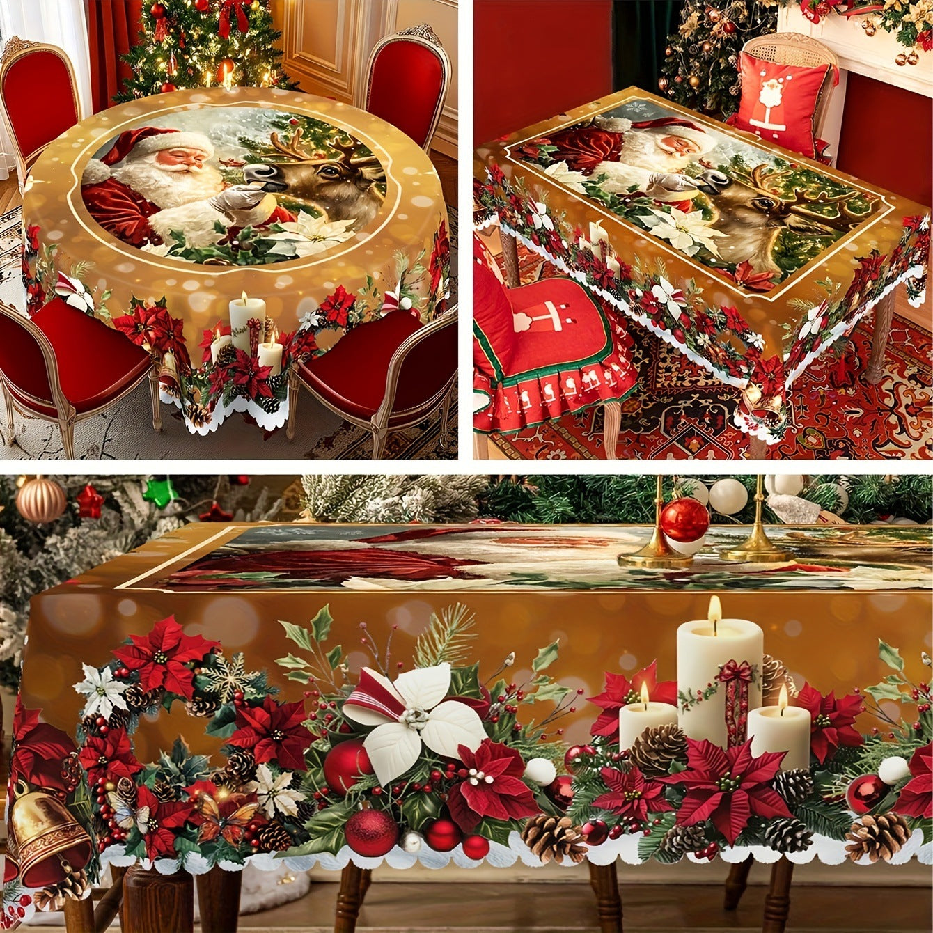 Christmas Tablecloth – Non-Slip, Heat-Resistant Holiday Dining Cover