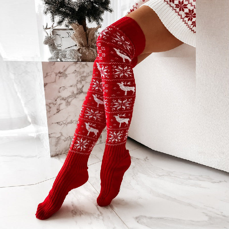 Christmas Thigh-High Socks – Warm Knit Stockings for Women