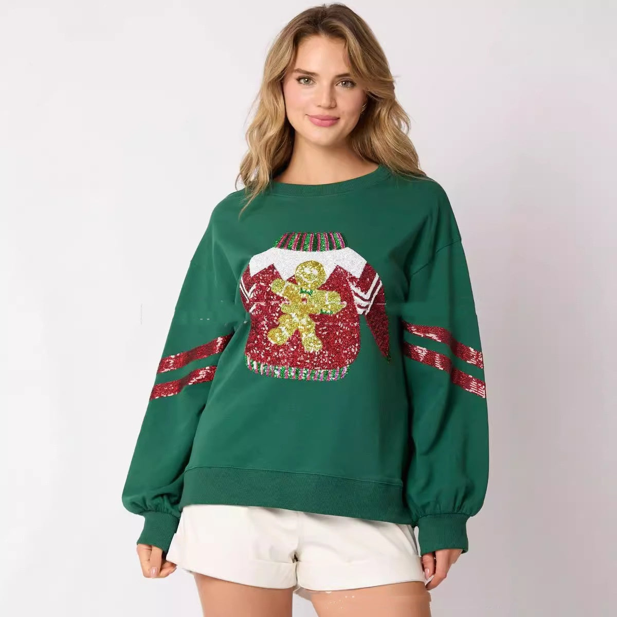 Women's Christmas Pullover Sweatshirt – Embroidered Holiday Top