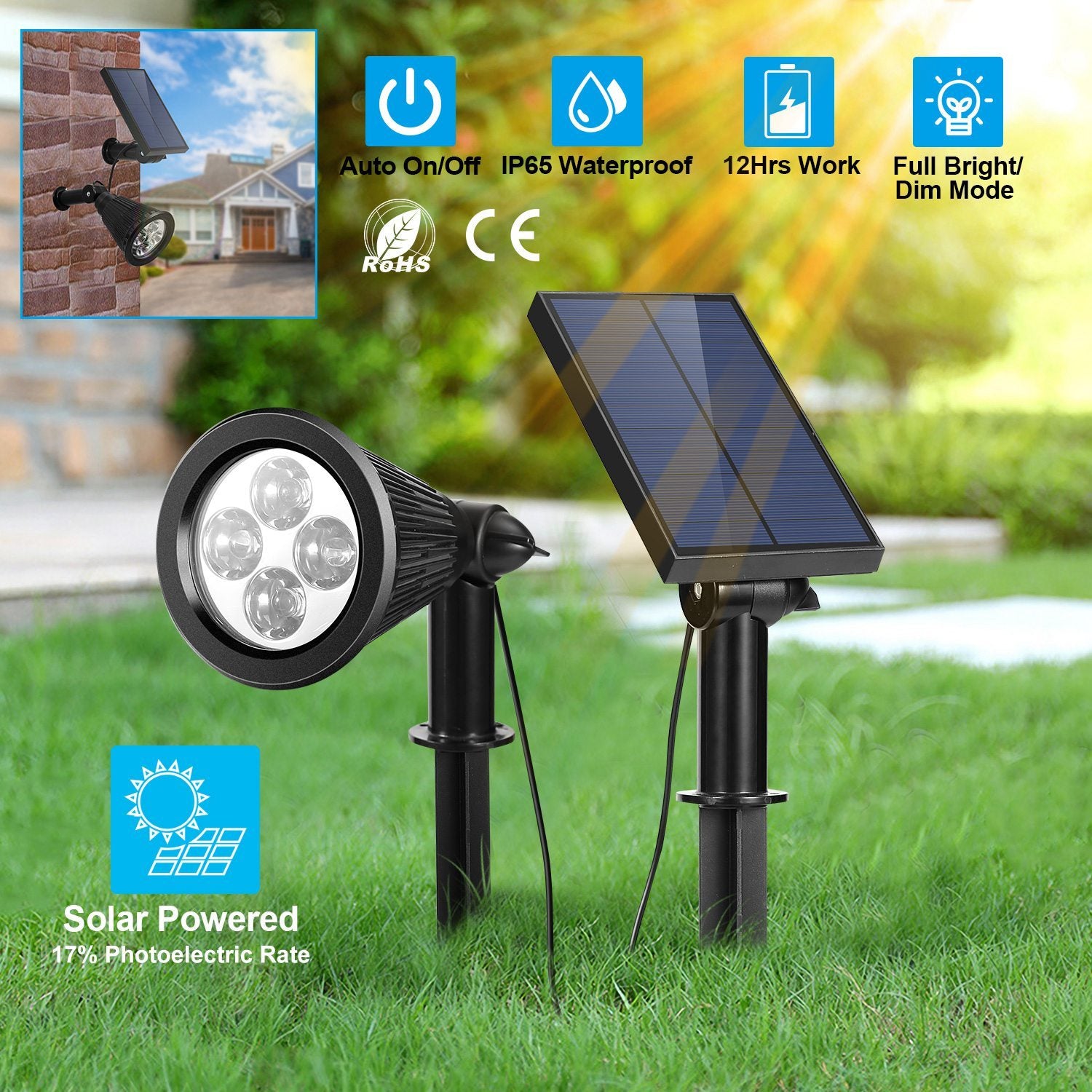 Solar Powered Outdoor Spotlight