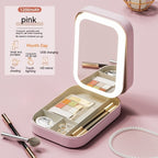 LED Lighted Mirrored Makeup Storage Box